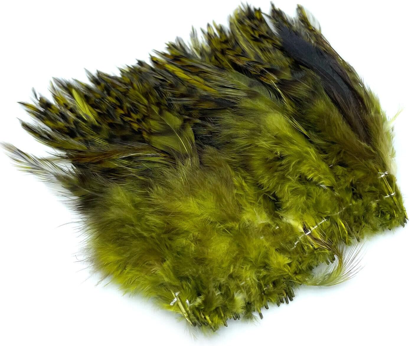 HARELINE Strung 4-6 inch Grizzly Variant Saddle Hackle Olive SGVS263